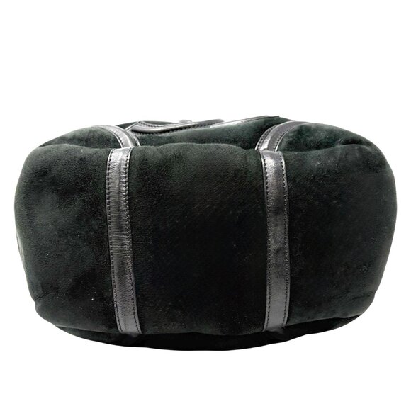 CHANEL Vintage 2006 CC Logo Shearling Tote Bag Handbag Black Gold Suede [106429] - Picture 8 of 14